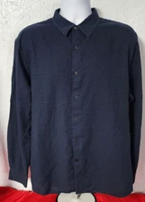 Vintage Perry Ellis Mens Shirt XXL Blue Long Sleeve Button Up Shirt