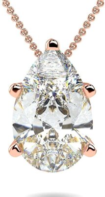 14K Gold Lab Grown 1-2ctw Birne Diamant Solitär Anhänger Halskette