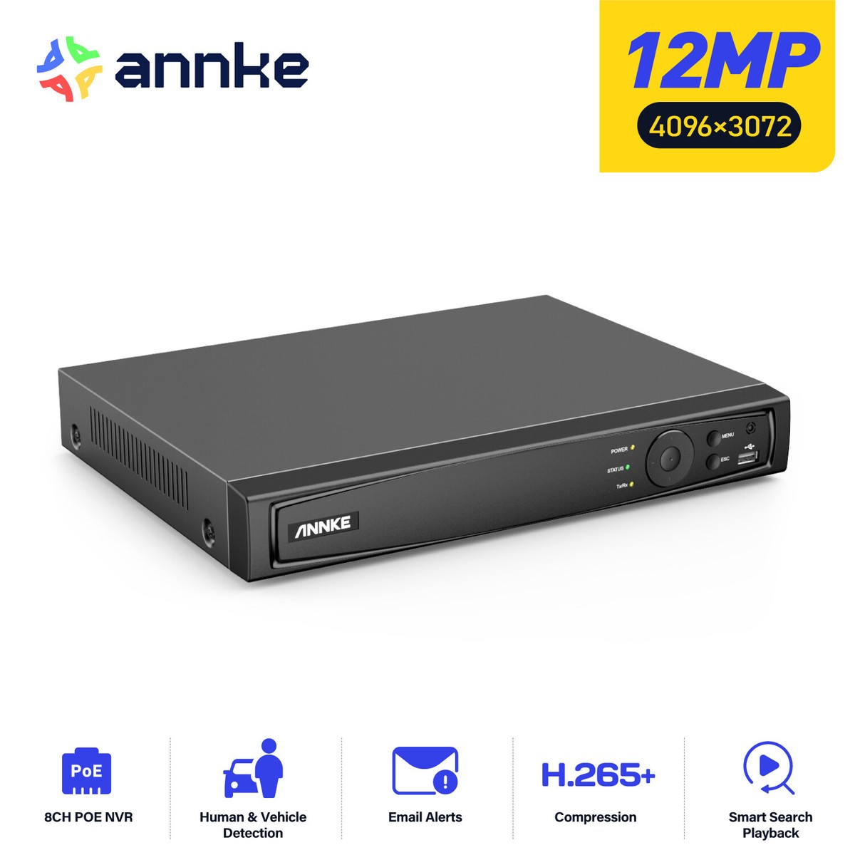 ANNKE 8CH 12MP CCTV Video Network Recorder PoE IP NVR for