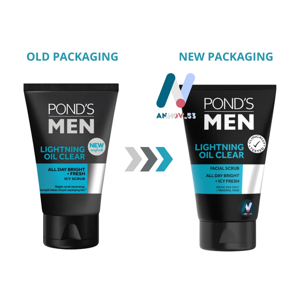 POND'S MEN Lightning Oil Clear Control Acne Bright Fresh Icy Facial Scrub 2X100g - Image 3 of 4