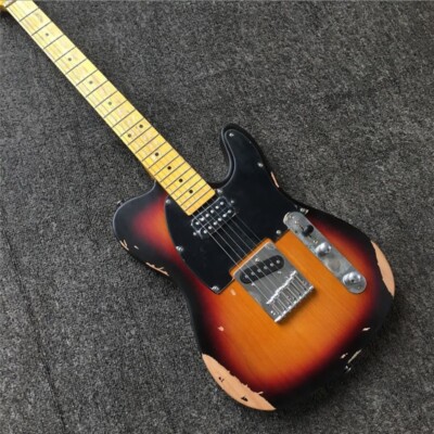 Heavy Relic  6strings tele electric guitar maple fingerboard HSpickup sunburst