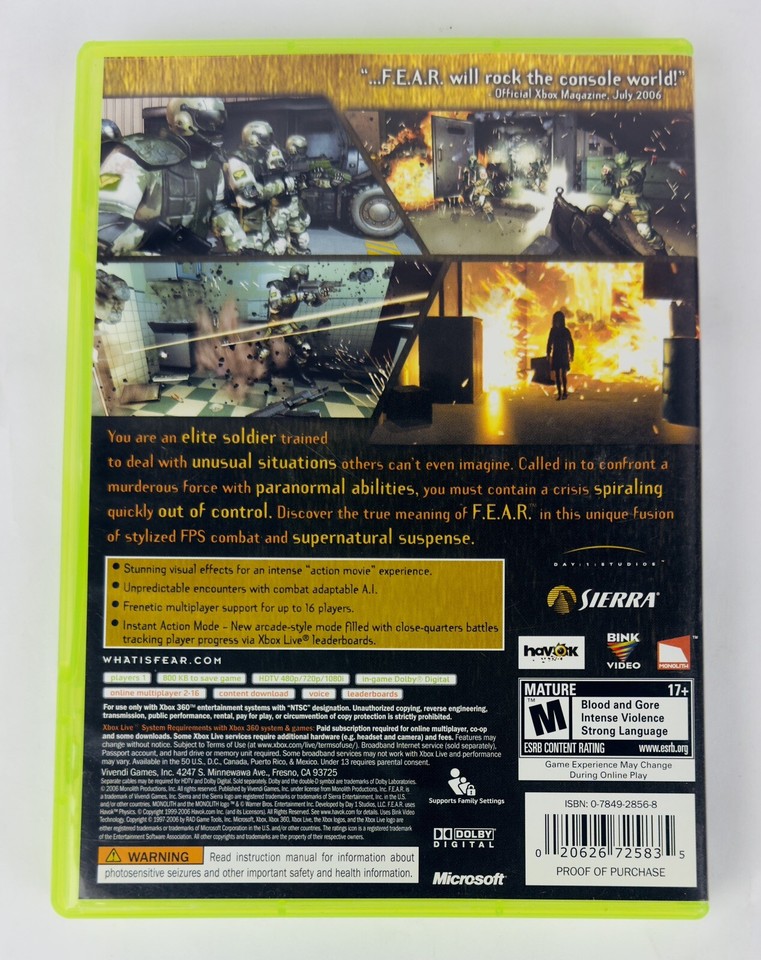 F.E.A.R. First Encounter Assault Recon: Xbox 360