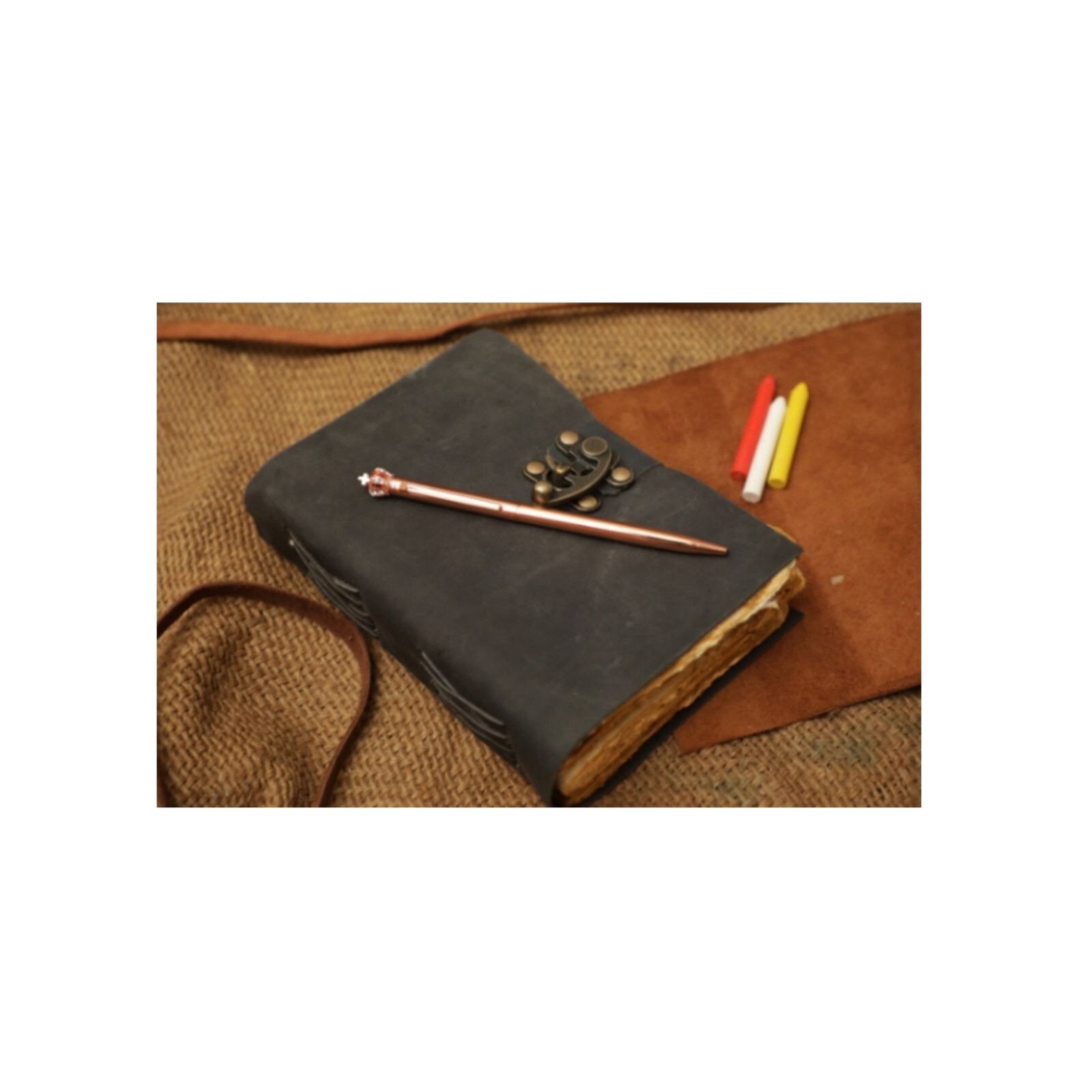 Vintage Leather Bound Journal with Handmade Deckle Edge Paper-image