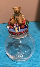 Fitz and Floyd Christmas/Holiday Lodge Bear   Christmas Presents Lidded Jar
