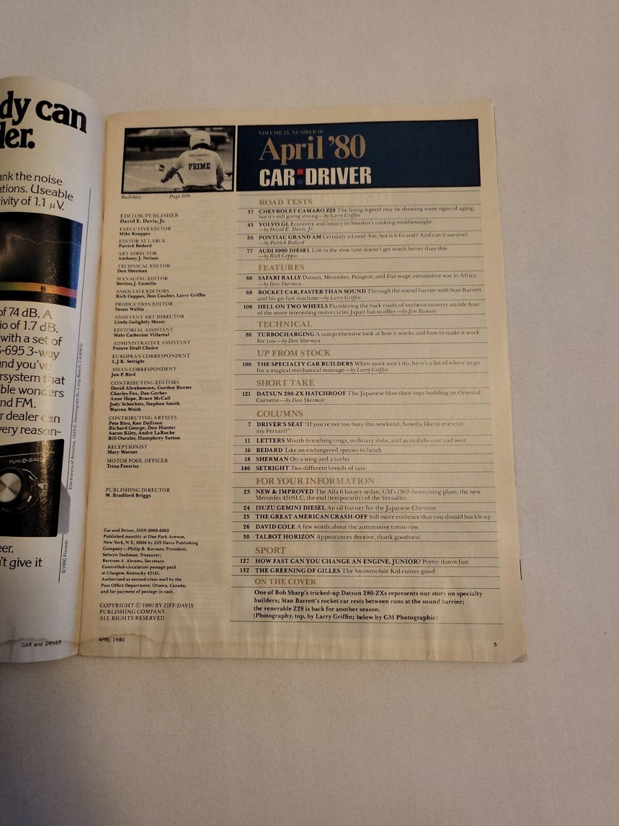 1980 April, Car and Driver Magazine, Pontiac Grand Am, (CP383) | eBay