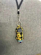 Asthma Inhaler Holder Case Sleeve Black Yellow Sunflowers Keyring Lanyard COPD