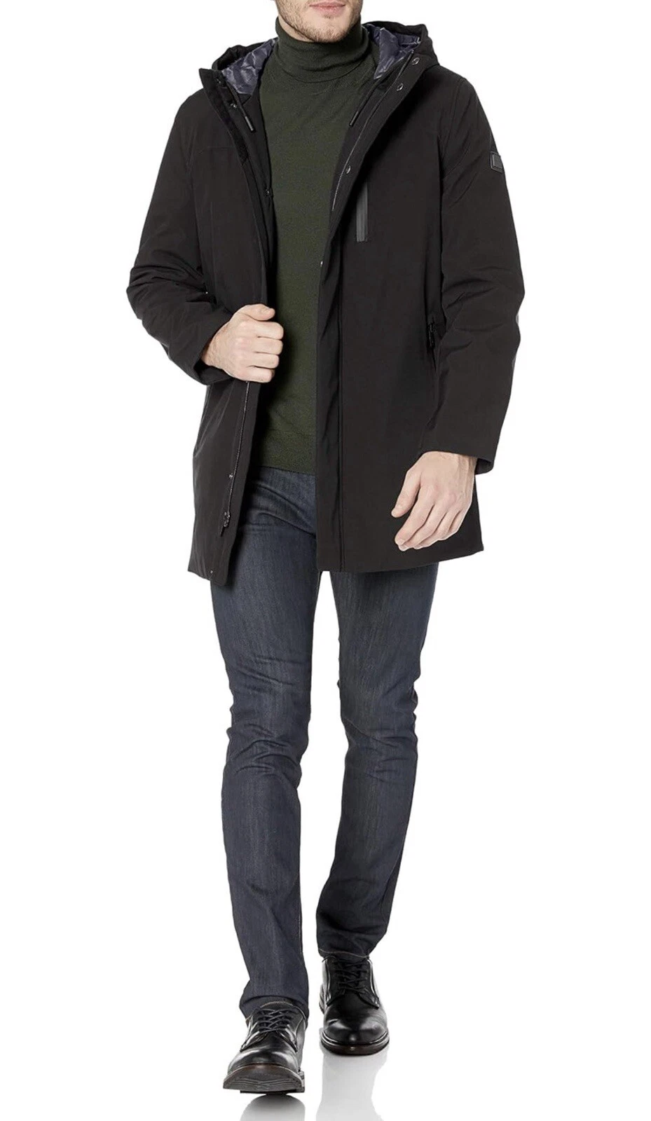 Tahari Hooded Water Resistant Commuter Jacket Black, Medium