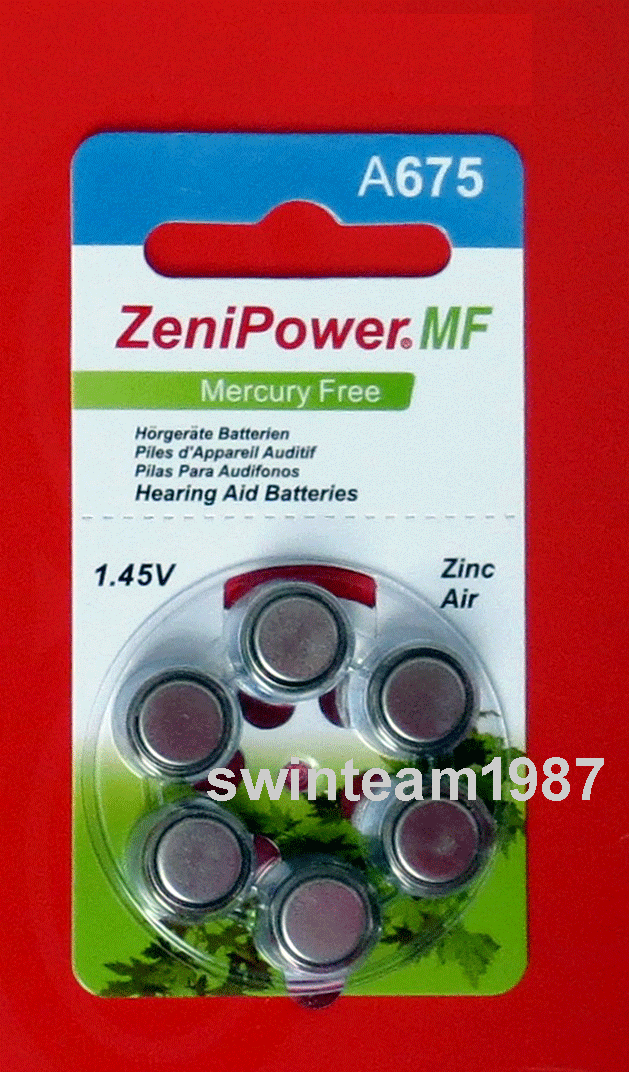 Zenipower Hearing Aid Batteries 10,312,13, 675 Value Pack 6 batteries