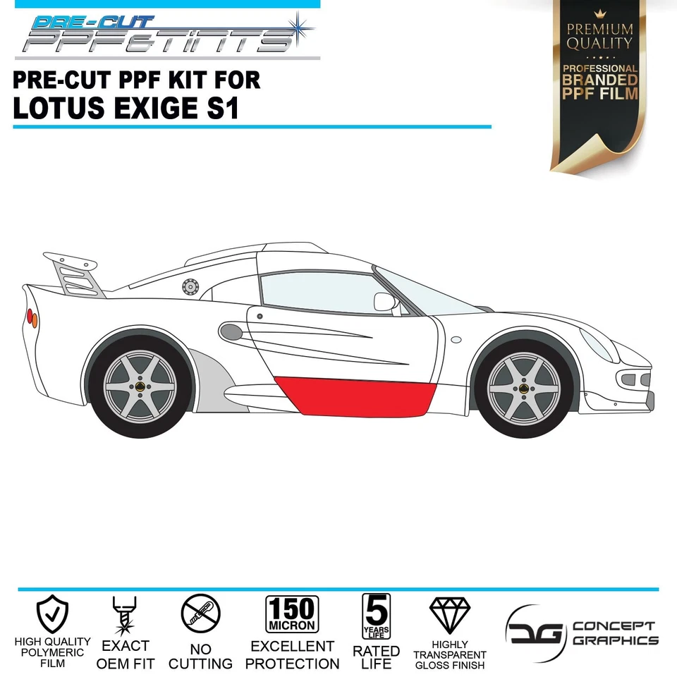 Película protectora de pintura con astillas laterales para falda lateral PPF para Lotus Exige S1 - Imagen 2 de 3