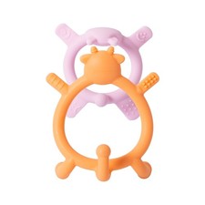 Pigeon Silicone Baby Teether, Multi-Textured Teething Relief Toys, 3 Months 2pc