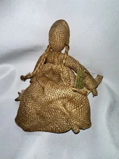 BURLAP WOVEN FACELESS WOMAN FIGURINE VTG Folk Art Primitive Country Farmhouse