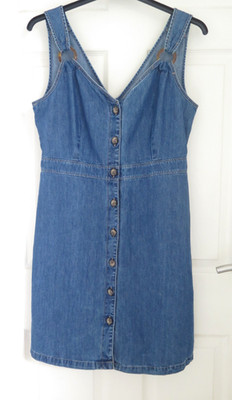WOMEN'S MATALAN BLUE DENIM PINAFORE / DRESS size 12