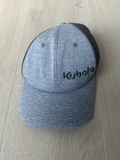 KUBOTA Tractor FLEXFIT Grey Trucker Hat Cap Flat Curved Brim