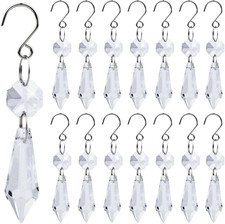 20 Pcs Clear Crystal Chandelier Icicle Prisms Replacement Parts for Lamp Decore