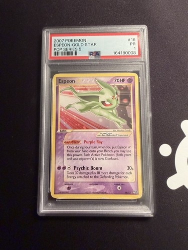 2007 Pokemon Gold Star Espeon Holo POP Series 5 PSA 1 BRAND NEW CERT