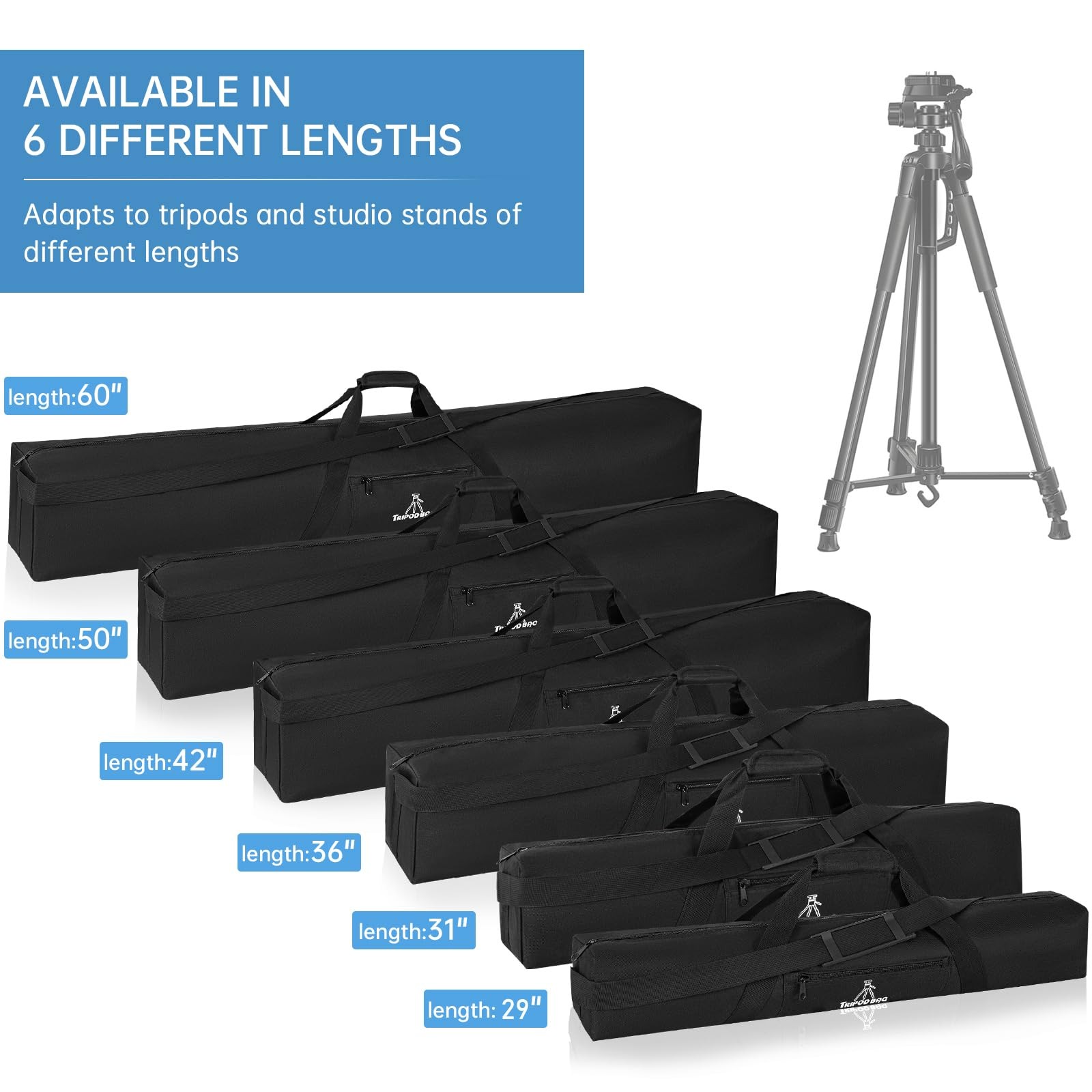 Tripod Carrying Case, 29x4.5x4.5in Heavy Duty Tripod Bag with Shoulder Straps...