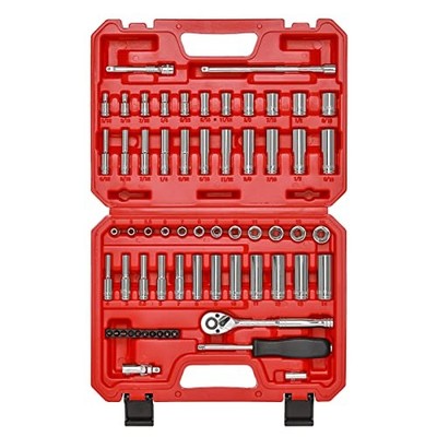 62 Pieces 1/4 Inch Drive Socket Set, SAE/Metric, 1/4'' Dr. Socket Set with