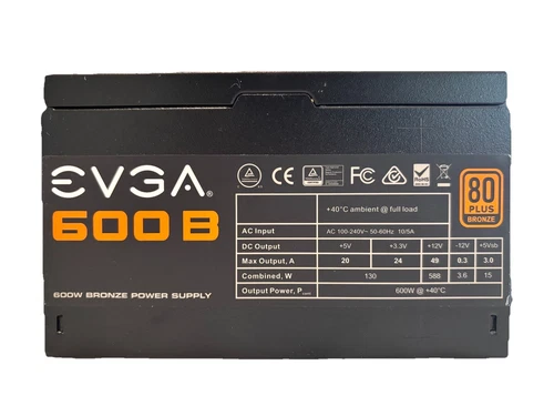EVGA 600B 600W 80 PLUS Bronze Power Supply - 100-B1-0600 Works Great!