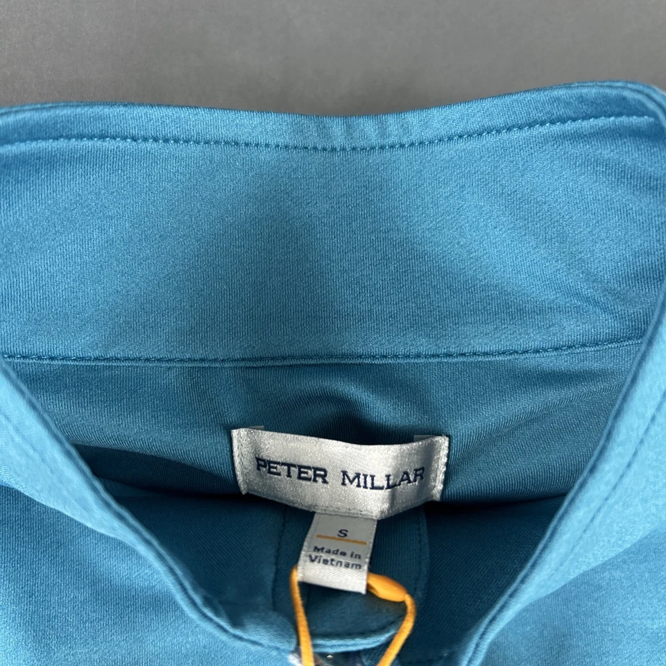 Peter Millar Golf Pullover Crown Sport Chest Logo 1/4 Zip Small Blue MSRP $135 - Image 4 of 4