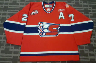 SPOKANE CHIEFS 2007 08 WHL GAME WORN RED JERSEY SZ 54 CCM PHOTO MATCH X2