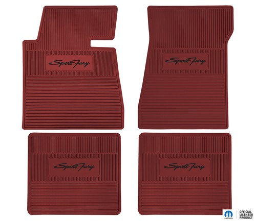 Rubber 4pc Floor Mats for 1962-1964 Plymouth Fury - Pick Year, Logo & Color - Picture 5 of 10