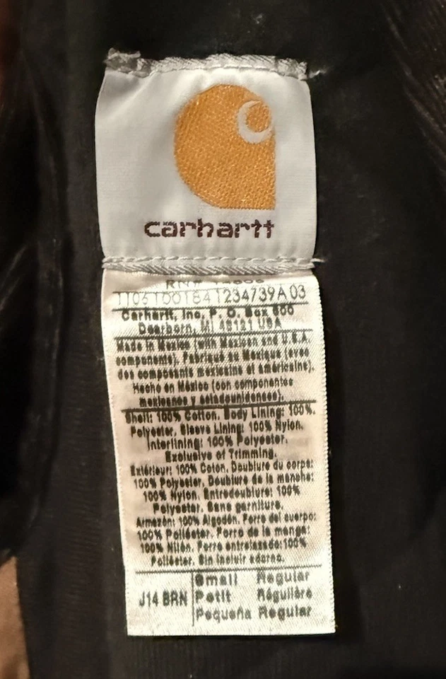 Vintage 90s Small Carhartt Quilted Lined Canvas Collar Jacket J14 BRN Santa Fe - Image 4 of 4