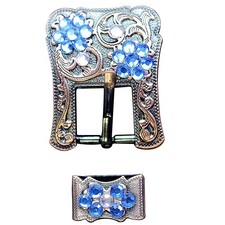 65HS Hilason Screw Back Concho Rosap Crystals Floral Copper Buckle Set Belt