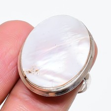 Mother Of Pearl Gemstone Handmade 925 Sterling Silver Jewelry Ring Size 7 T403