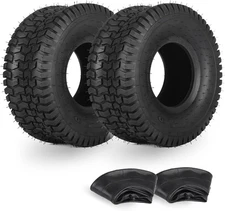 2-Pack 15x6.00-6 Lawn Tractor Tire and Tube Replacement, Fits 6" Rim