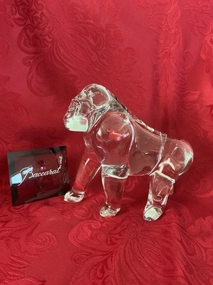 NEW FLAWLESS Stunning BACCARAT France LOET Glass Crystal GORILLA  7  HUGE Figure