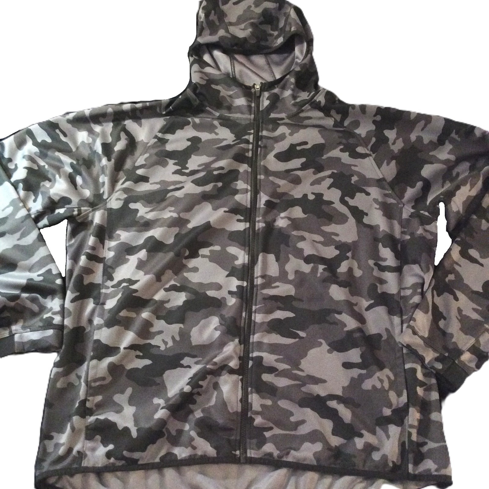 MTA Sport Camouflage Full-Zip Hoodie Jacket Men's Sz 2XL Black Grey Camo Lined