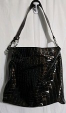 Brighton Brown Leather Croc Embossed Shoulder/ Hobo Bag Medium