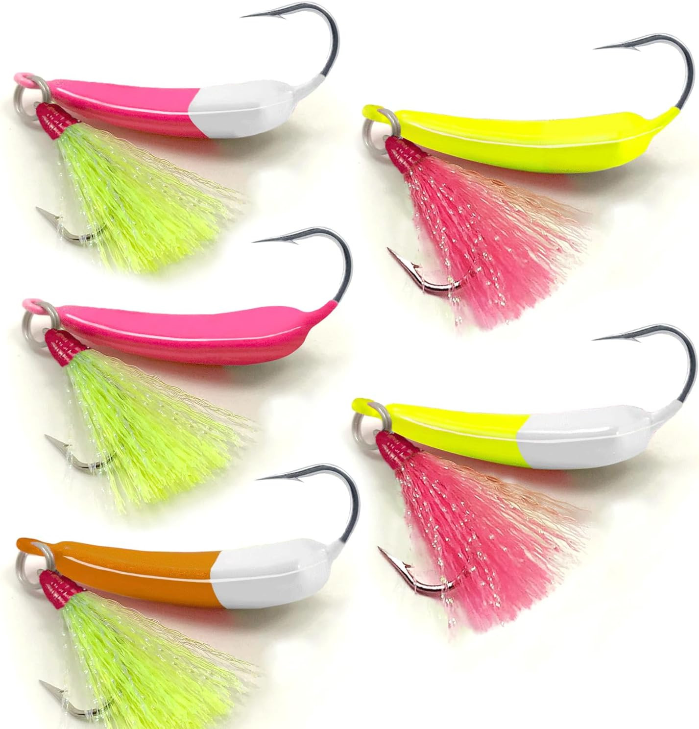 5 Pack Fishing Jig Heads, Swimbait Jigs Pompano Jigs with Teaser Hooks, Surf ... - Image 3