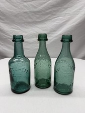 Antique Lot x3 1860's Twitchell Tophat Squat Soda Bottles - Philadelphia, PA