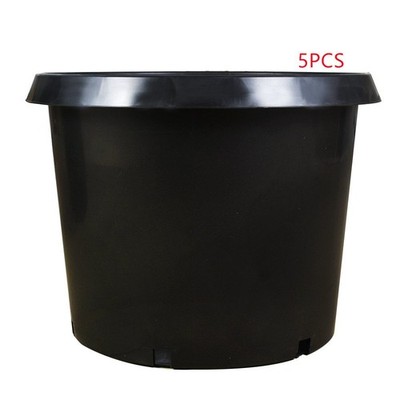 25 Gallon New Black Plant Flower Nursery Pot Root Plastic Nutrition Premium 5 PK