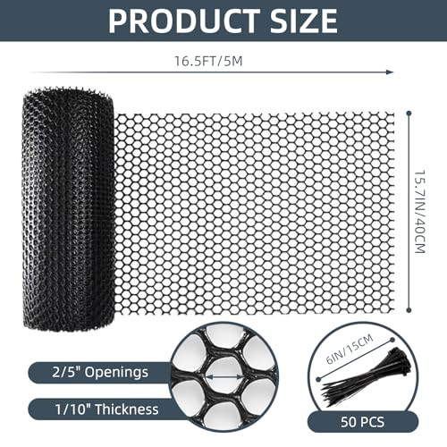 Snake Barrier Garden Fence White Plastic Chicken Wire Mesh - 15.7in X 10ft Snake Barrier For Gardens & Animal Enclosures Watering Can