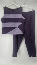 Womens Sag Harbor Dress Purple Top And Pants Set Size 16