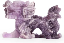 Amethyst Chinese Dragon Statue Crystal Figurine Feng Shui Decor Carved Gem Purpl