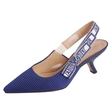 Christian Dior Pumps Back Strap JADIOR Canvas 35D (22cm) Navy Used MOLO-0