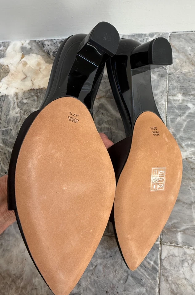 Phillip Lim 3.1 Preto Pontiagudo Dedo Aberto Verona Mule Patente Gatinho Salto 7.5 Novo Sem Caixa - Imagem 3 de 4