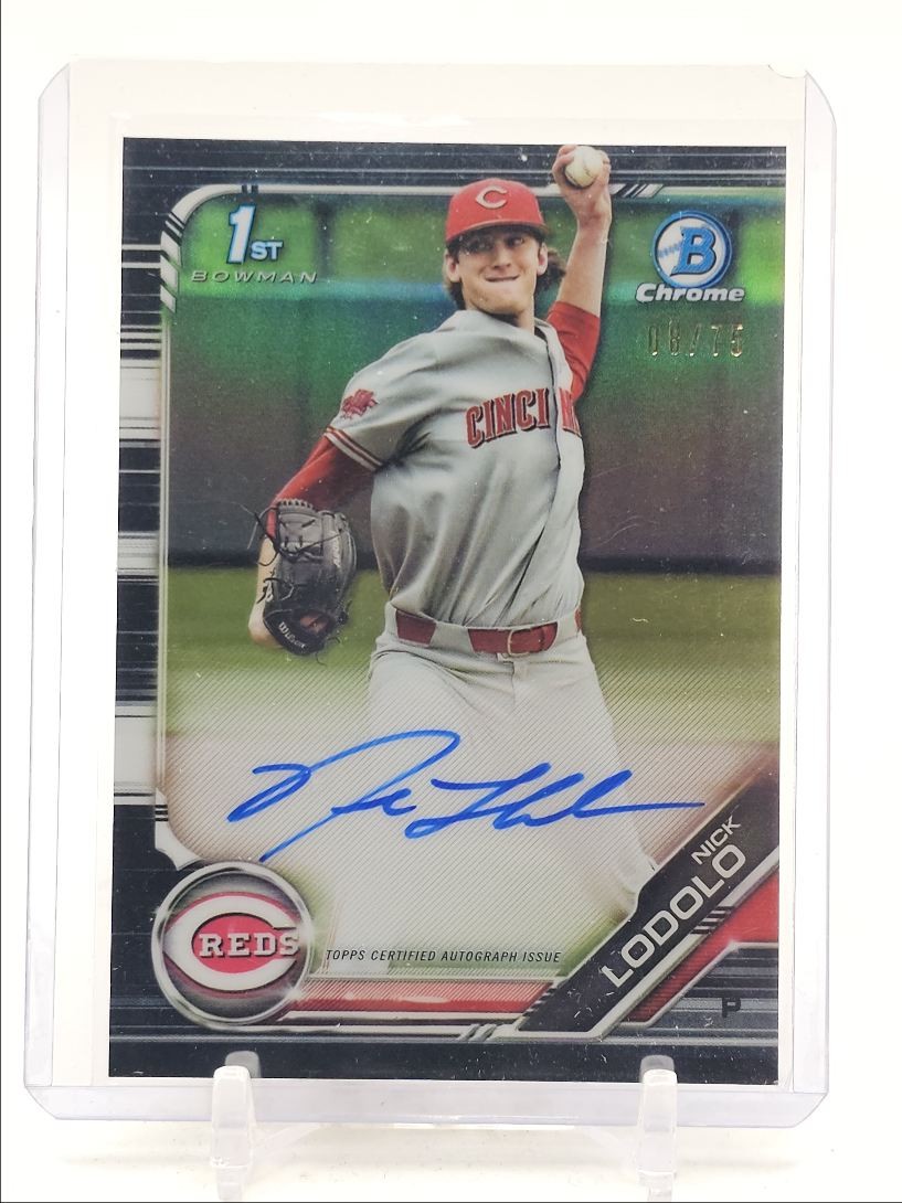 NICK LODOLO 2019 BOWMAN CHROME DRAFT 1ST BLACK REFRACTOR AUTO /75 Q5786