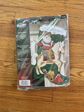 Bucilla Felt Applique Holiday Christmas Stocking Kit,COWBOY SANTA,Horse,85468,18