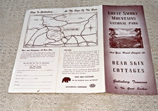 1940s BEAR SKIN COTTAGES, Gatlinburg Tennessee Brochure / Great Smoky Mountains