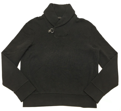 Ralph Lauren Black Label, VTG Ralph Lauren Black Label Leather Trim Shawl Collar Slim Sweater Sweatshirt M
