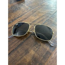 Ray-Ban RB3136 Caravan Gold Aviator Sunglasses Square Metal Frame Vintage