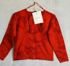 Adrienne Vittadini Women's Petite Medium Red Sweater & Wristlet 2pc Gift Set NWT