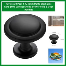 Elegant 30 Pack Black Zinc Euro-Style Knobs - Perfect for Cabinets  Drawers
