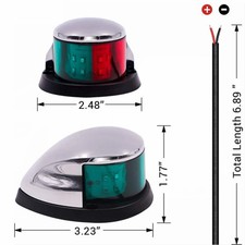 Boat LED Navigation Light Bi Color Marine Bow Light Red Green 12V Waterproof