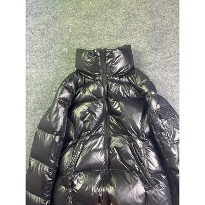 S13 Puffer Jacket Womens XL Black Glossy Down Filled Quilted Winter Coat