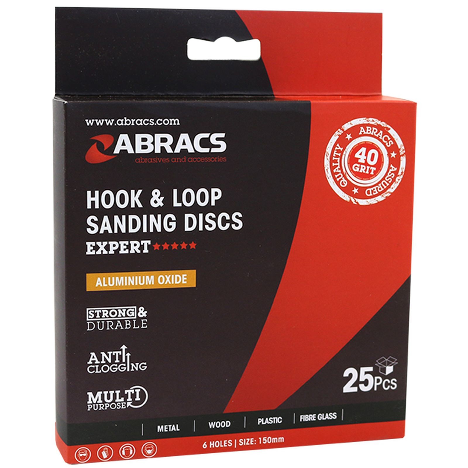 Abracs Unisex Red Hook & Loop Sanding Disc 125Mm, 120 Grit - Ababhl8125120 - Box Of 25 In - Image 2